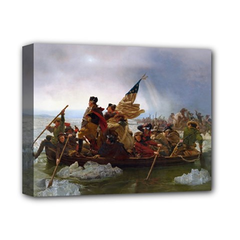 George Washington Crossing Of The Delaware River Continental Army 1776 American Revolutionary War Original Painting Deluxe Canvas 14  X 11  (stretched) by snek