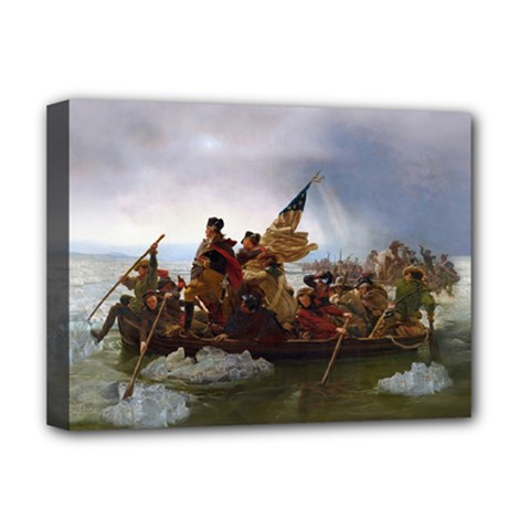 George Washington Crossing Of The Delaware River Continental Army 1776 American Revolutionary War Original Painting Deluxe Canvas 16  X 12  (stretched)  by snek