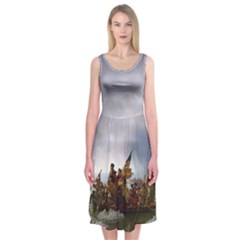 George Washington Crossing Of The Delaware River Continental Army 1776 American Revolutionary War Original Painting Midi Sleeveless Dress by snek