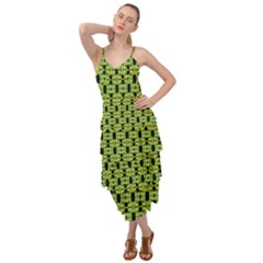 Green Black Abstract Pattern Layered Bottom Dress by BrightVibesDesign