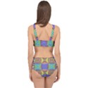 Colorful Circle Abstract White Brown Blue Yellow Cage Up Bikini Set View2