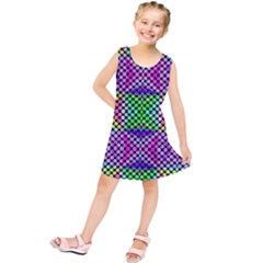 Bright  Circle Abstract Black Pink Green Yellow Kids  Tunic Dress by BrightVibesDesign