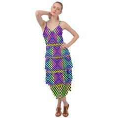 Bright  Circle Abstract Black Yellow Purple Green Blue Layered Bottom Dress by BrightVibesDesign