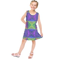 Colorful Circle Abstract White Purple Green Blue Kids  Tunic Dress by BrightVibesDesign