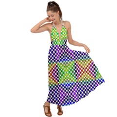 Colorful Circle Abstract White Purple Green Blue Backless Maxi Beach Dress by BrightVibesDesign