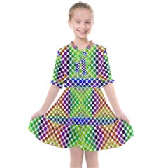 Colorful Circle Abstract White Purple Green Blue Kids  All Frills Chiffon Dress by BrightVibesDesign