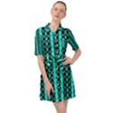 Circles Lines Black Green Belted Shirt Dress View1