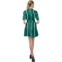 Circles Lines Black Green Belted Shirt Dress View2