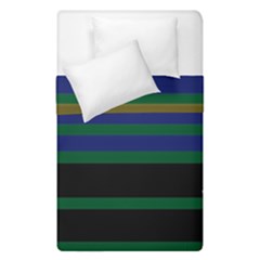 Black Stripes Green Olive Blue Duvet Cover Double Side (single Size) by BrightVibesDesign