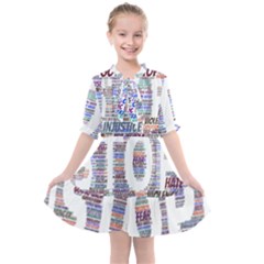 Human Trafficking In Blue Classic Logo Final Kids  All Frills Chiffon Dress by gottostop