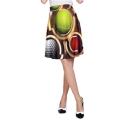 Sport Ball Tennis Golf Football A-line Skirt by HermanTelo