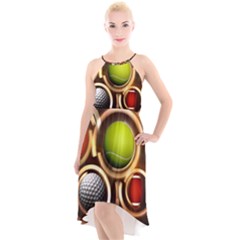 Sport Ball Tennis Golf Football High-low Halter Chiffon Dress  by HermanTelo