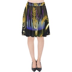 Background Level Clef Note Music Velvet High Waist Skirt by HermanTelo