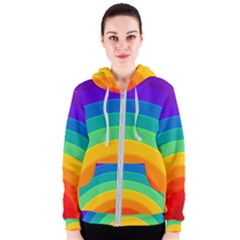 Rainbow Background Colorful Women s Zipper Hoodie by HermanTelo