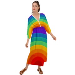 Rainbow Background Colorful Grecian Style  Maxi Dress by HermanTelo