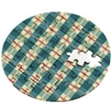 Pattern Texture Plaid Grey Wooden Puzzle Round View2