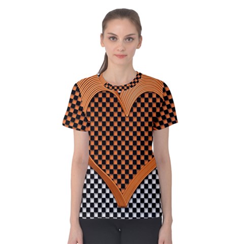 Heart Chess Board Checkerboard Women s Cotton Tee by HermanTelo