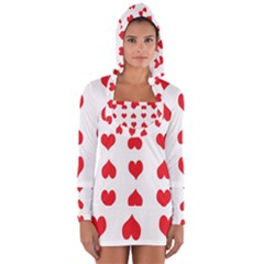 Heart Red Love Valentines Day Long Sleeve Hooded T-shirt by HermanTelo