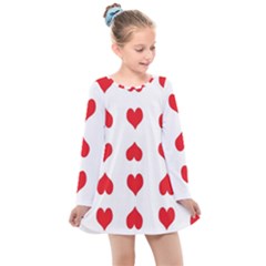 Heart Red Love Valentines Day Kids  Long Sleeve Dress by HermanTelo