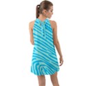 Pattern Texture Blue Halter Tie Back Chiffon Dress View2