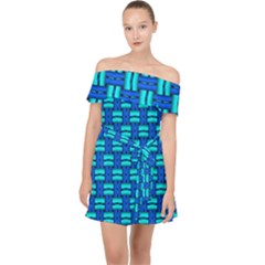 Pattern Graphic Background Image Blue Off Shoulder Chiffon Dress by HermanTelo