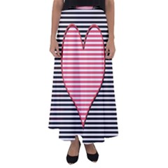 Heart Stripes Symbol Striped Flared Maxi Skirt by HermanTelo