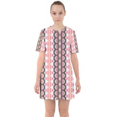 Wallpaper Cute Pattern Sixties Short Sleeve Mini Dress by HermanTelo