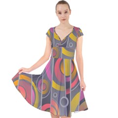 Abstract Colorful Background Grey Cap Sleeve Front Wrap Midi Dress by HermanTelo