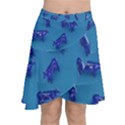 Cow Illustration Blue Chiffon Wrap Front Skirt View1