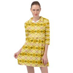 Pattern Pink Yellow Mini Skater Shirt Dress by HermanTelo