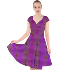 Peace Is Cool Again And Decorative Cap Sleeve Front Wrap Midi Dress by pepitasart