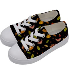 Thanksgiving Turkey Pattern Kids  Low Top Canvas Sneakers by Valentinaart