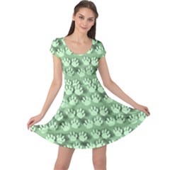 Pattern Texture Feet Dog Green Cap Sleeve Dress by HermanTelo