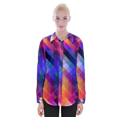 Abstract Background Colorful Pattern Womens Long Sleeve Shirt by HermanTelo