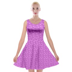 Background Polka Pink Velvet Skater Dress by HermanTelo