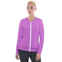 Background Polka Pink Velour Zip Up Jacket by HermanTelo