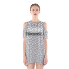 Background Polka Grey Shoulder Cutout One Piece Dress by HermanTelo