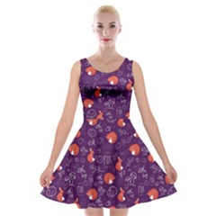 Cute Forest Fox Purple Velvet Skater Dress by trulycreative