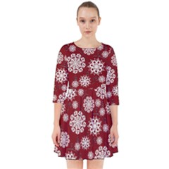 Snowflakes On Red Smock Dress by bloomingvinedesign