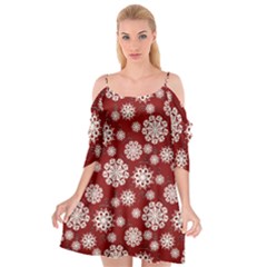 Snowflakes On Red Cutout Spaghetti Strap Chiffon Dress by bloomingvinedesign