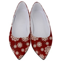 Snowflakes On Red Women s Low Heels by bloomingvinedesign