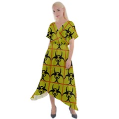 Biohazard Sign Cross Front Sharkbite Hem Maxi Dress by ArtworkByPatrick