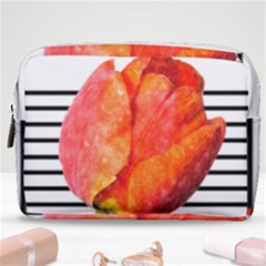 Tulip Watercolor Red And Black Stripes Make Up Pouch (medium) by picsaspassion