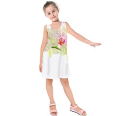 Phalenopsis Orchid White Lilac Watercolor Aquarel Kids  Sleeveless Dress by picsaspassion