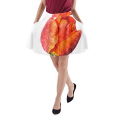 Spring Tulip Red Watercolor Aquarel A-line Pocket Skirt by picsaspassion