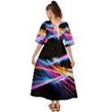 Colorful Neon Art Light rays, rainbow colors Kimono Sleeve Boho Dress View2