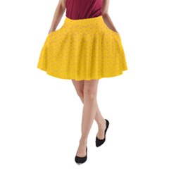 Background Polka Yellow A-line Pocket Skirt by HermanTelo