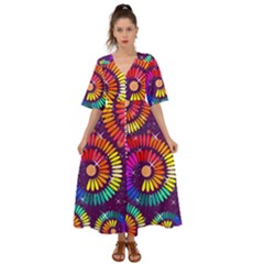 Abstract Background Spiral Colorful Kimono Sleeve Boho Dress by HermanTelo