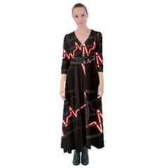 Music Wallpaper Heartbeat Melody Button Up Maxi Dress by HermanTelo