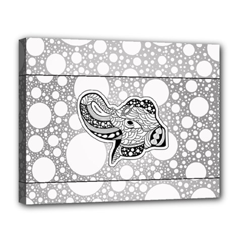 Elegant Mandala Elephant In Black And Wihte Canvas 14  X 11  (stretched) by FantasyWorld7